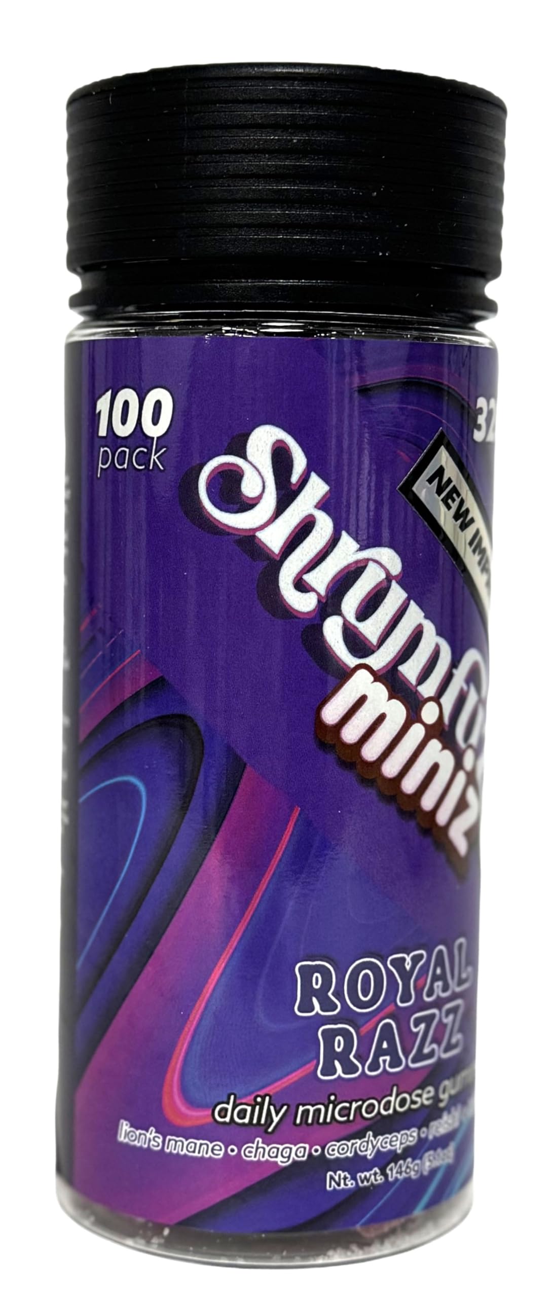 Shrumfuzed Miniz mushroom blend visual featuring Reishi and Lion's Mane for daily focus