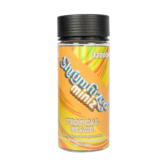 Shrumfuzed Miniz tropical peach bottle with convenient daily nootropic gummies