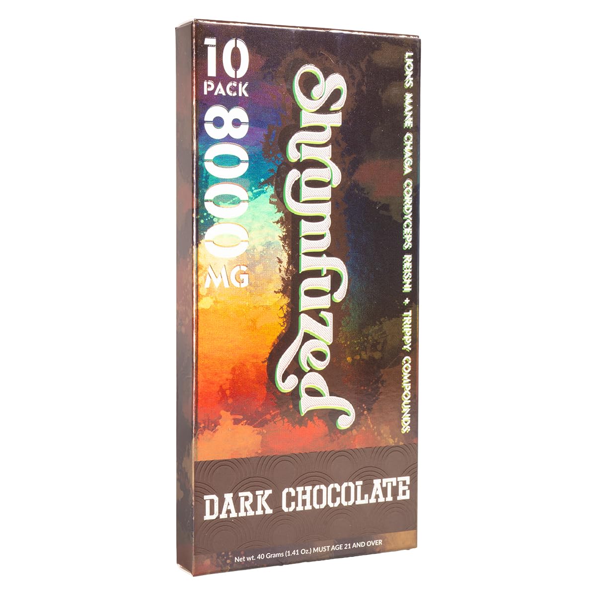 Shrumfuzed nootropic gummy dark chocolate bar showcases a wellness-forward bite.