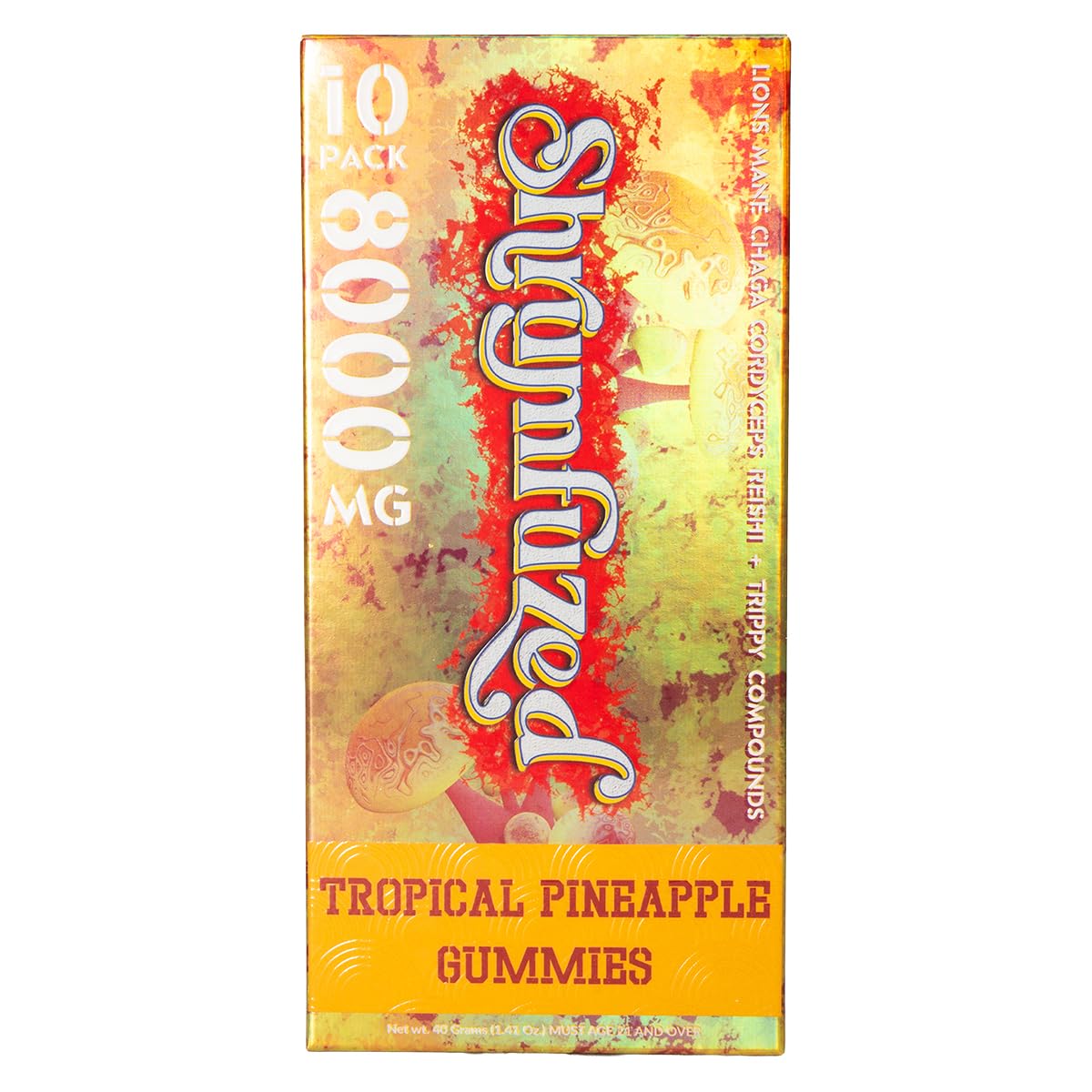 Shrumfuzed nootropic gummy bottle with tropical pineapple flavor for daily focus and clarity.