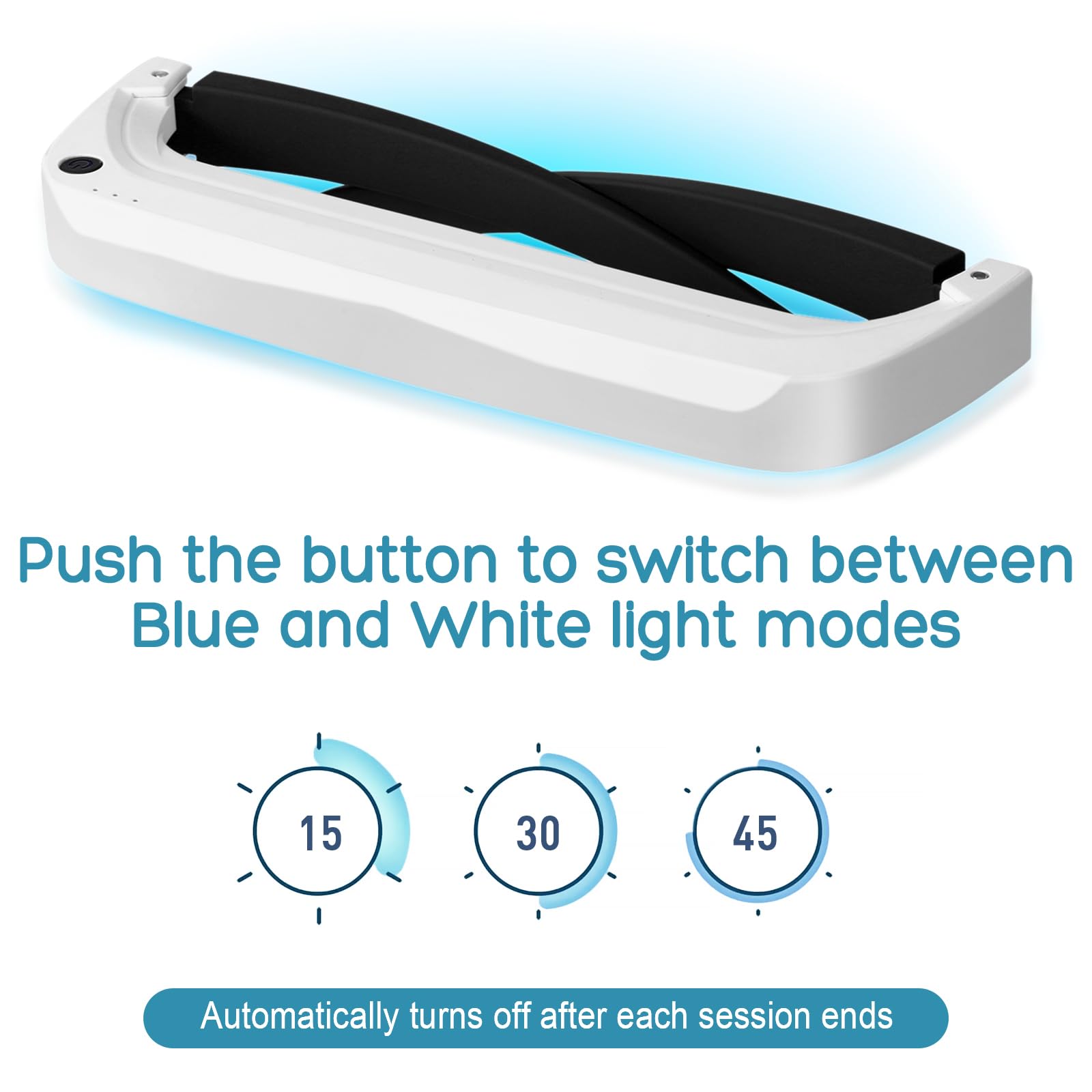 SHUFFLE LIFE light therapy glasses set to 15 minutes for quick sessions
