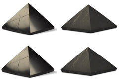 Shungite World 4pcs pyramids polished 50 mm set lends sleek energy balance in any space.