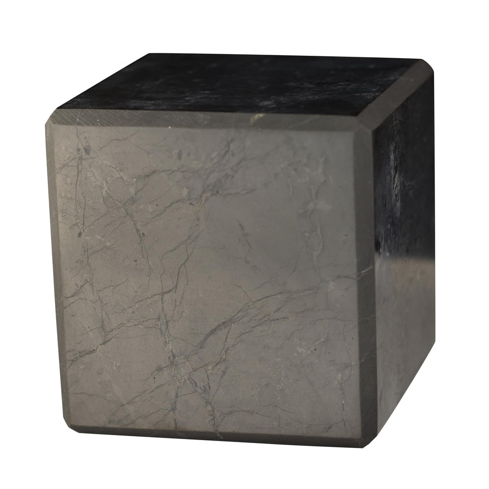 Shungite World authentic 60 mm cube close-up for tactile energy and focus
