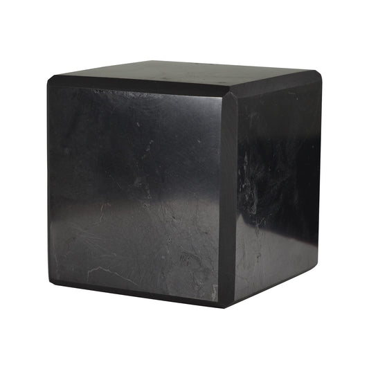 Shungite World authentic 70mm cube polished for energy balance at home.