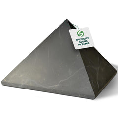 Shungite World authentic shungite pyramid closeup shows natural texture for grounding energy at home