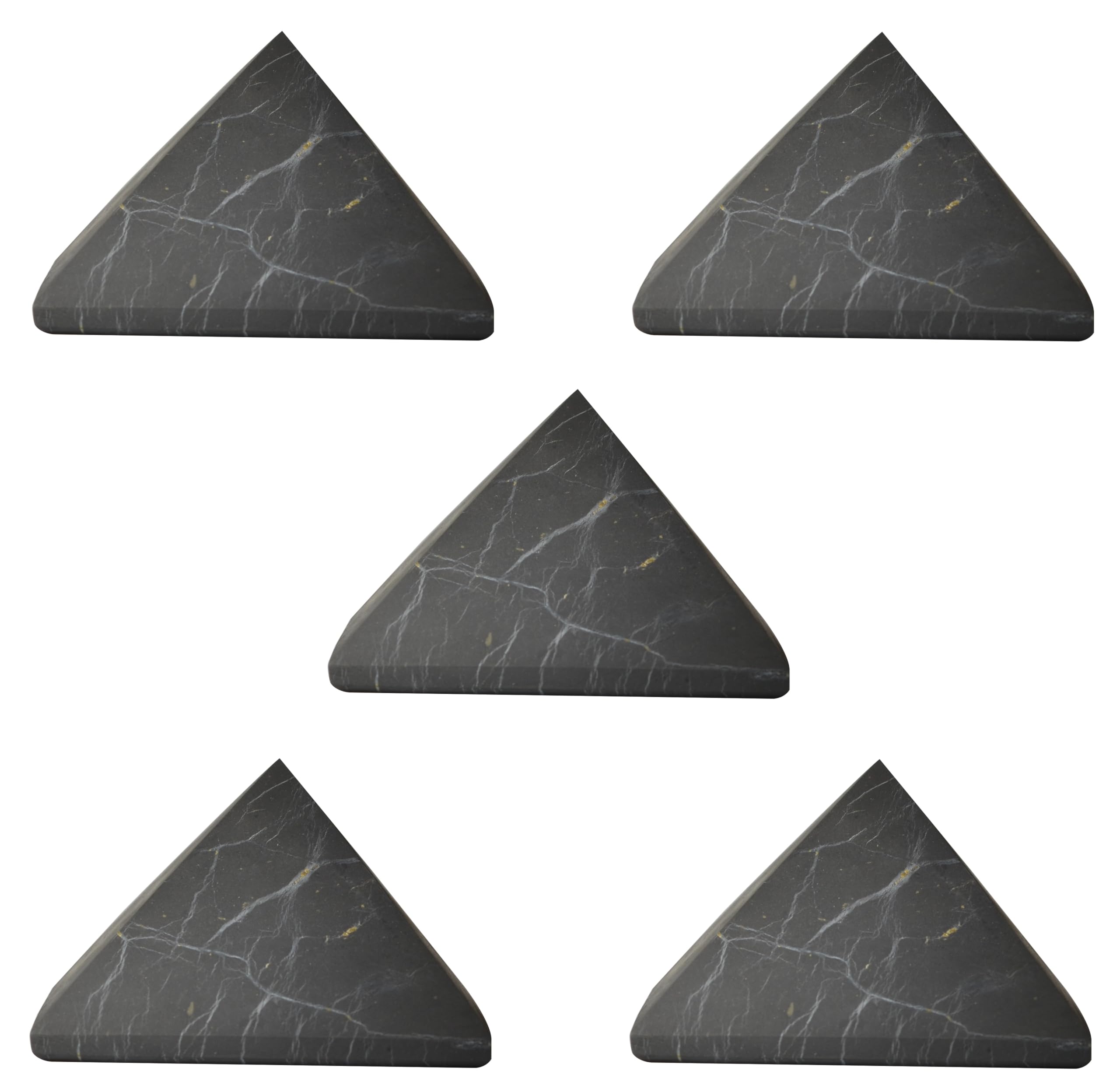 Shungite World authentic pyramid closeup for calm energy and desk protection.