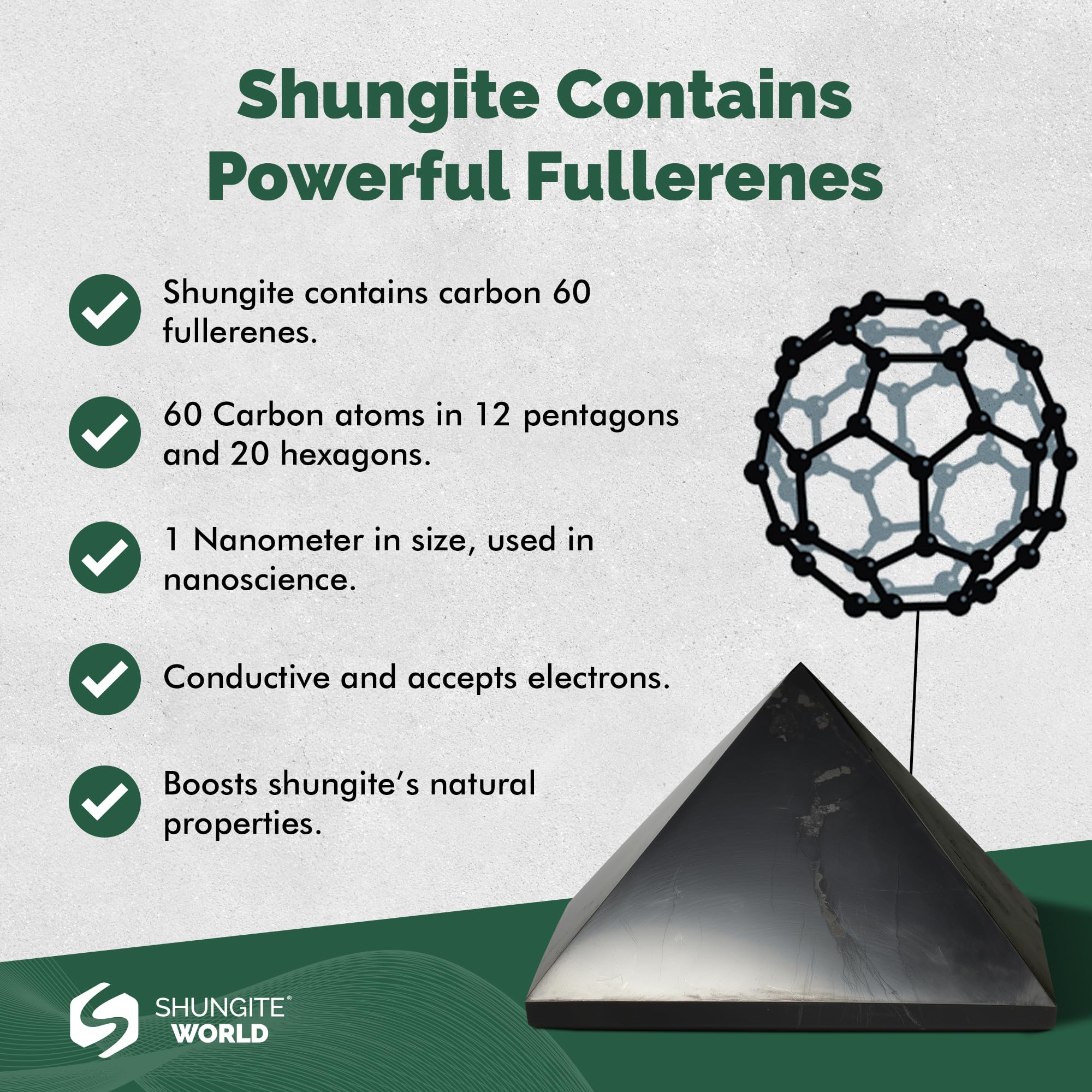 Shungite World 80 mm pyramid decor with natural aesthetics