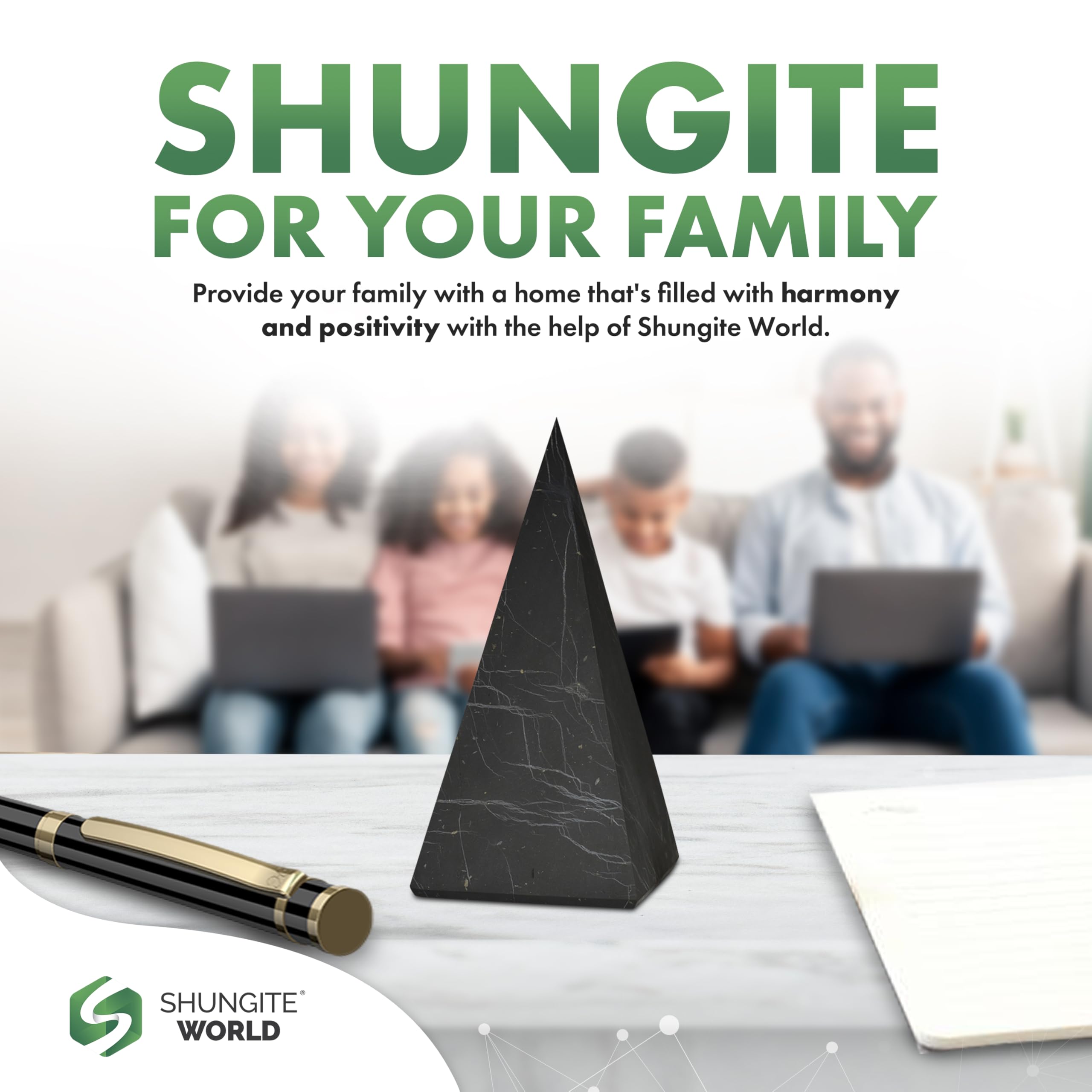 Shungite World authentic tall pyramid shelf decor adds a tactile Zen touch