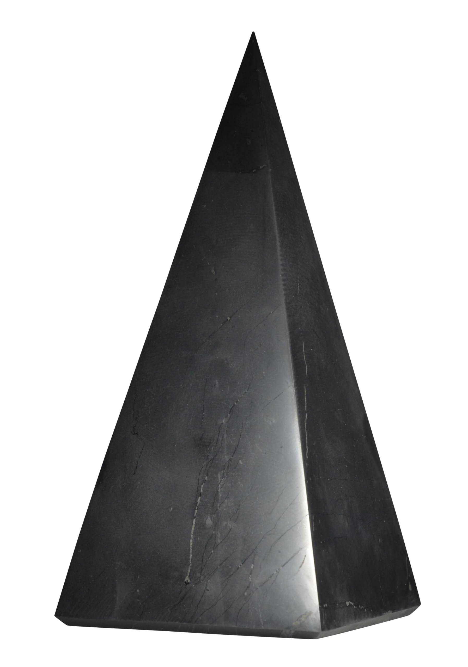 Shungite World authentic tall pyramid 80mm polished for energy balance at home