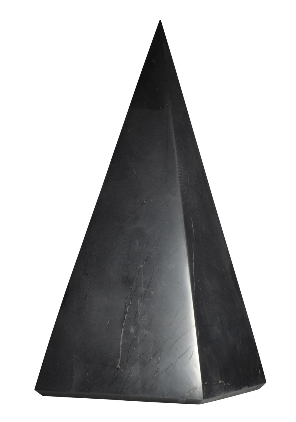 Shungite World authentic tall pyramid 80mm polished for energy balance at home