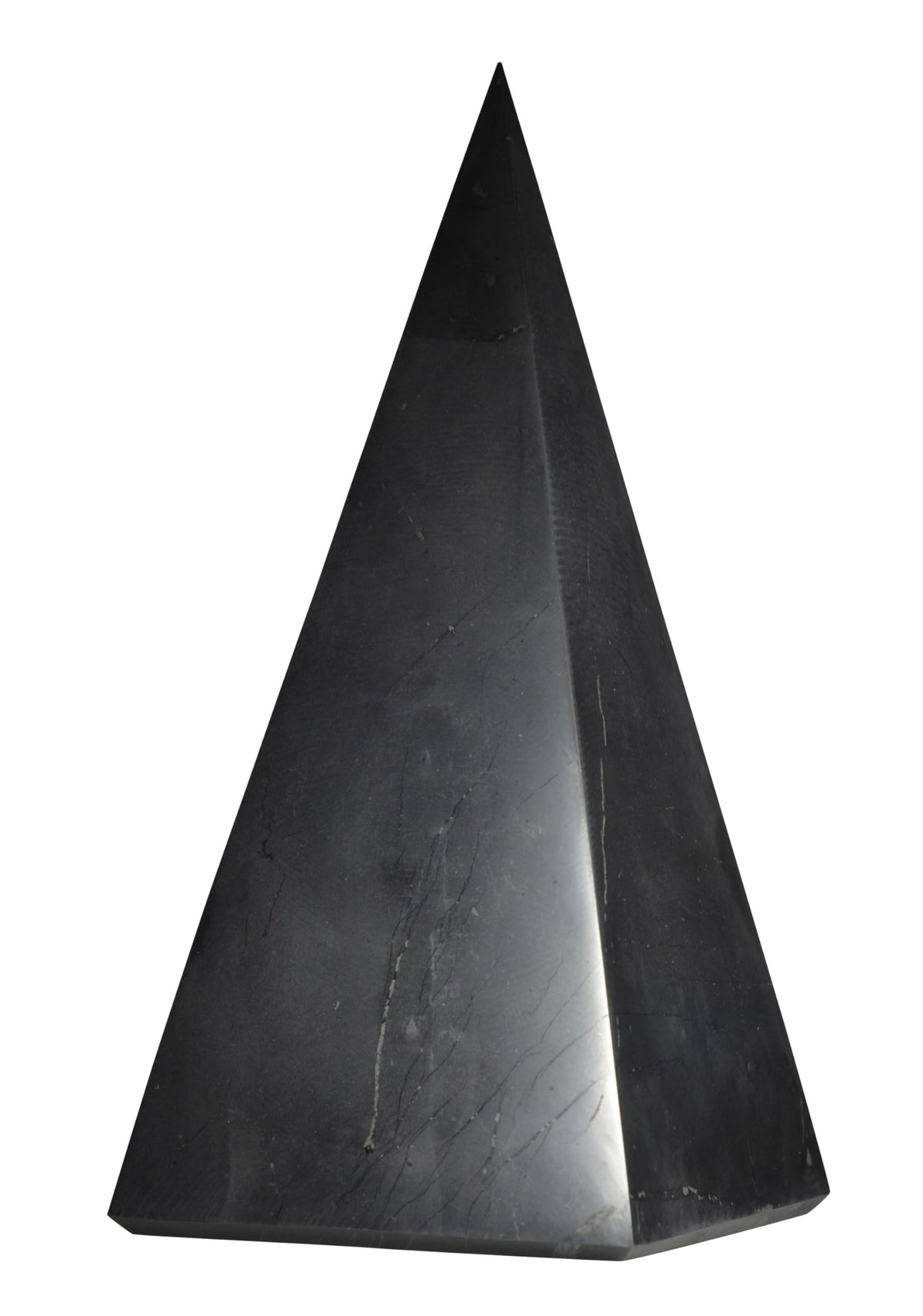 Shungite World authentic tall pyramid 80mm polished for energy balance at home