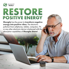 Shungite World cube near router suggests energy balance near devices