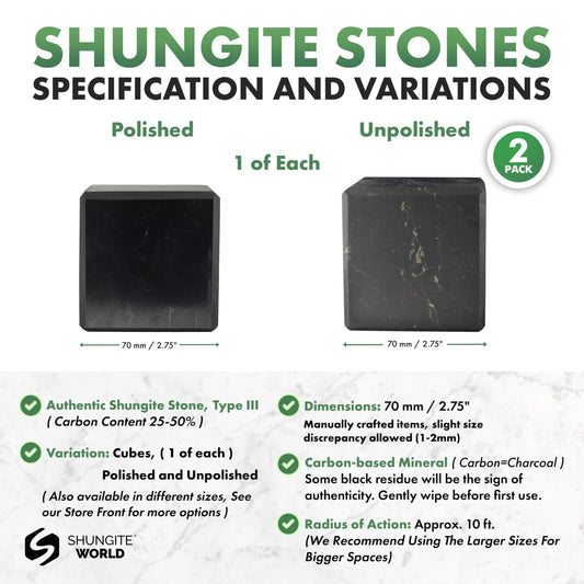 Shungite World cubes on desk near devices for subtle protection