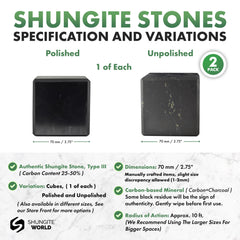 Shungite World cubes on desk near devices for subtle protection