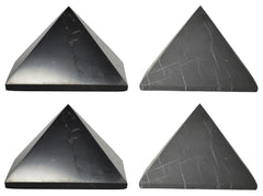 Shungite World four pyramids polished and unpolished set, ideal for energy balance.