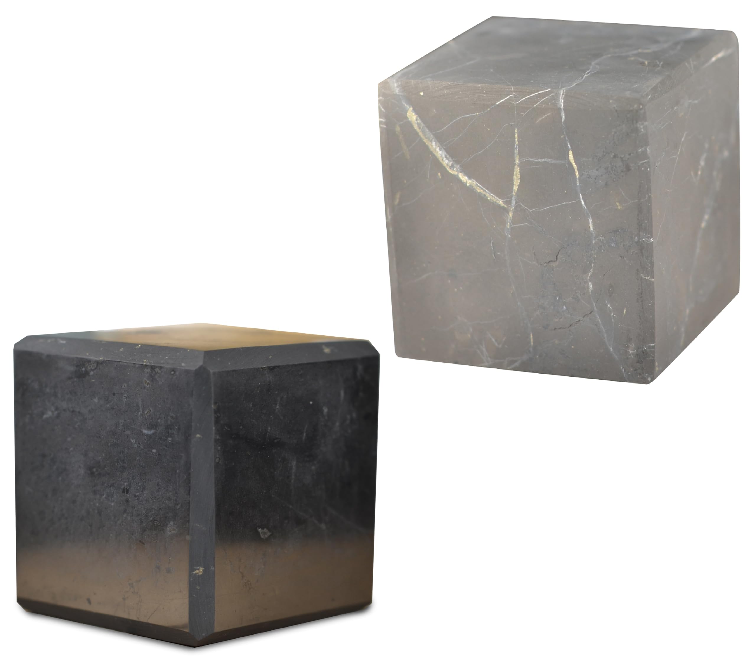 Shungite World polished cube 50mm for grounding and decor.