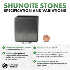 Shungite World polished cube close-up enhances texture and grounding
