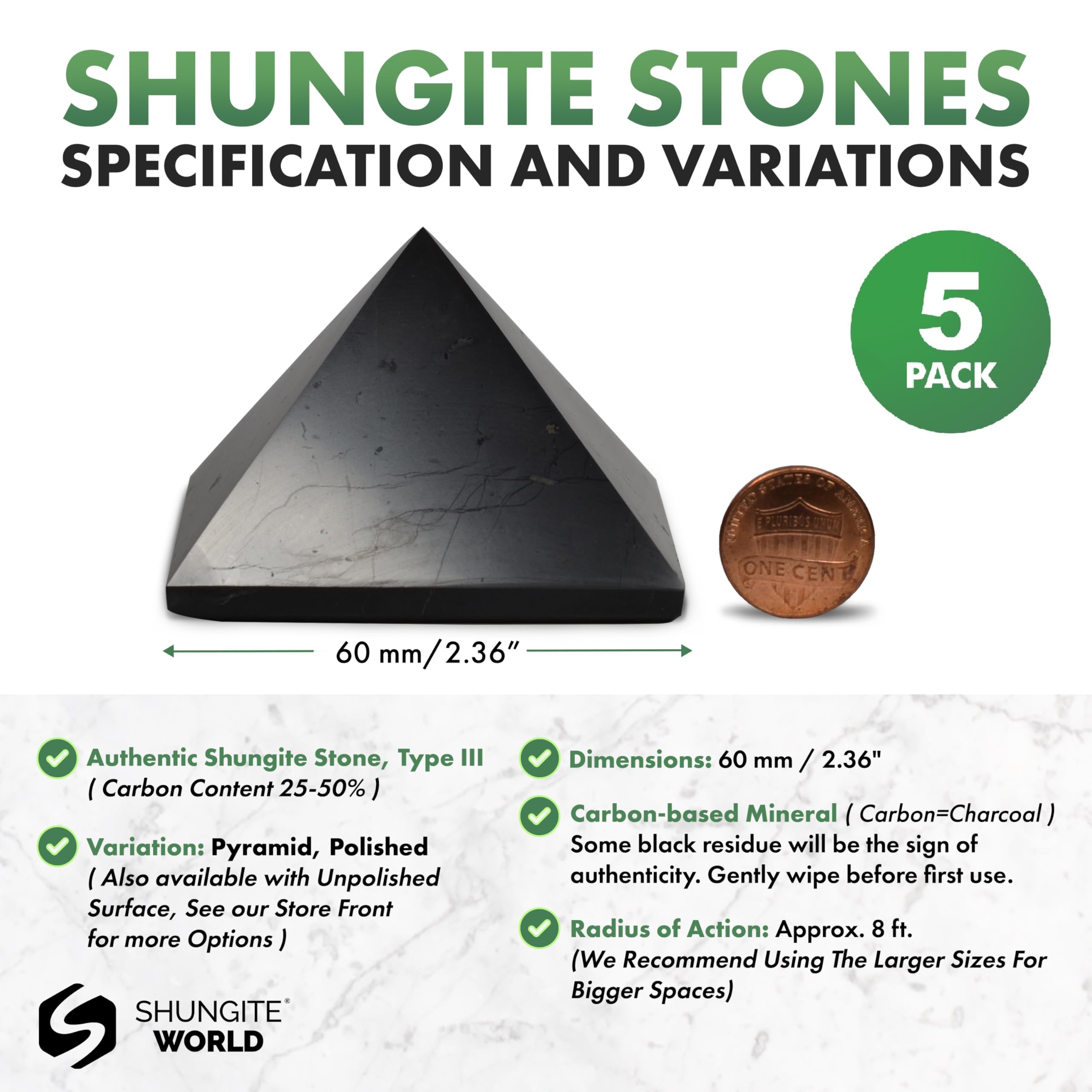 Shungite World polished pyramid 70mm side angle for grounding ambience