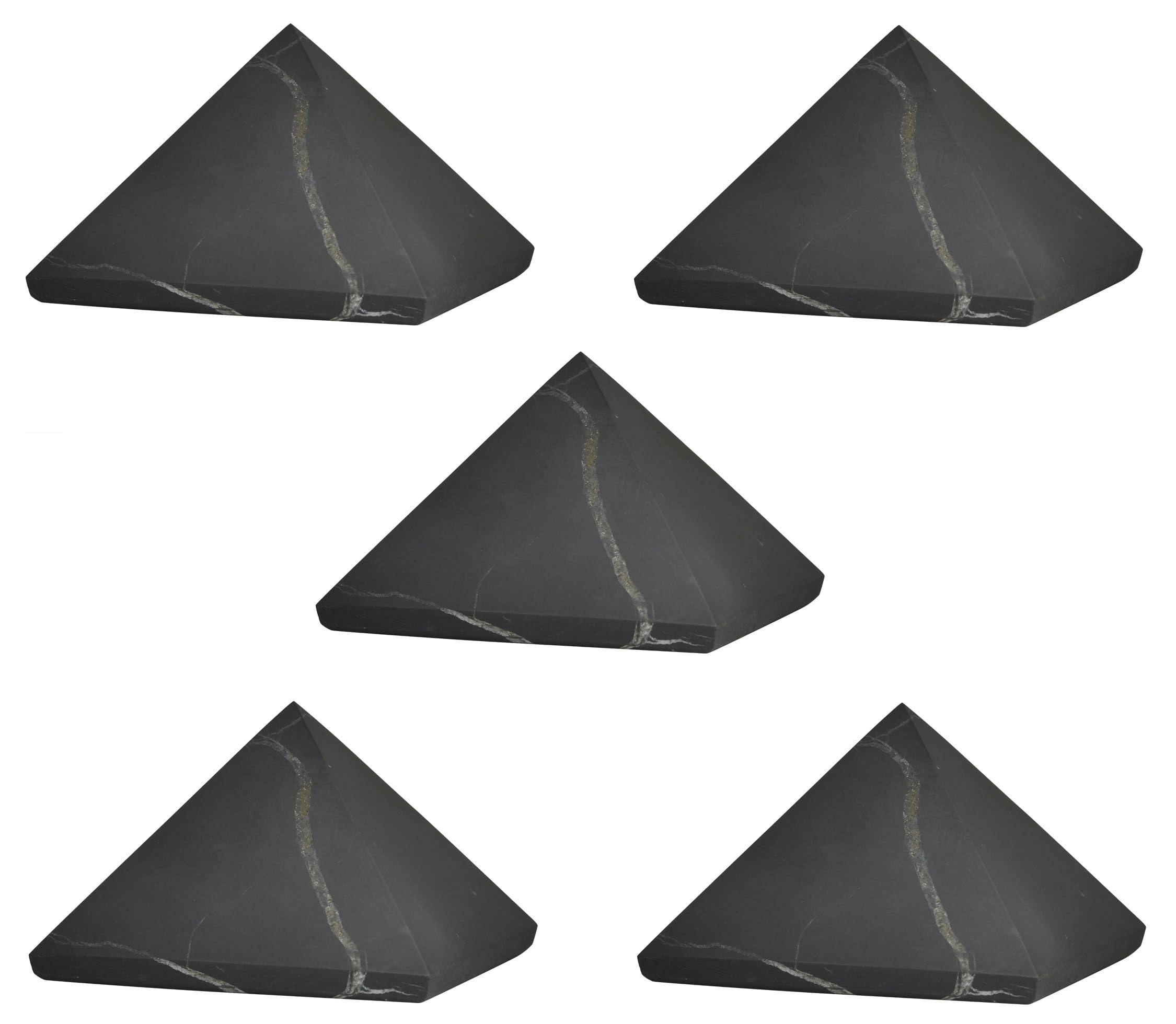 Shungite World pyramid front view promotes grounding energy for desk spaces