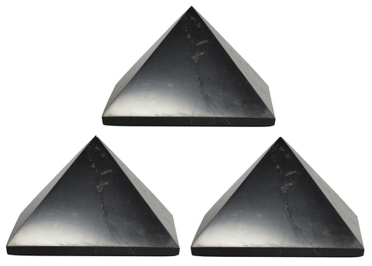 Shungite World 80mm polished pyramid centerpiece promotes natural energy balance in living spaces.