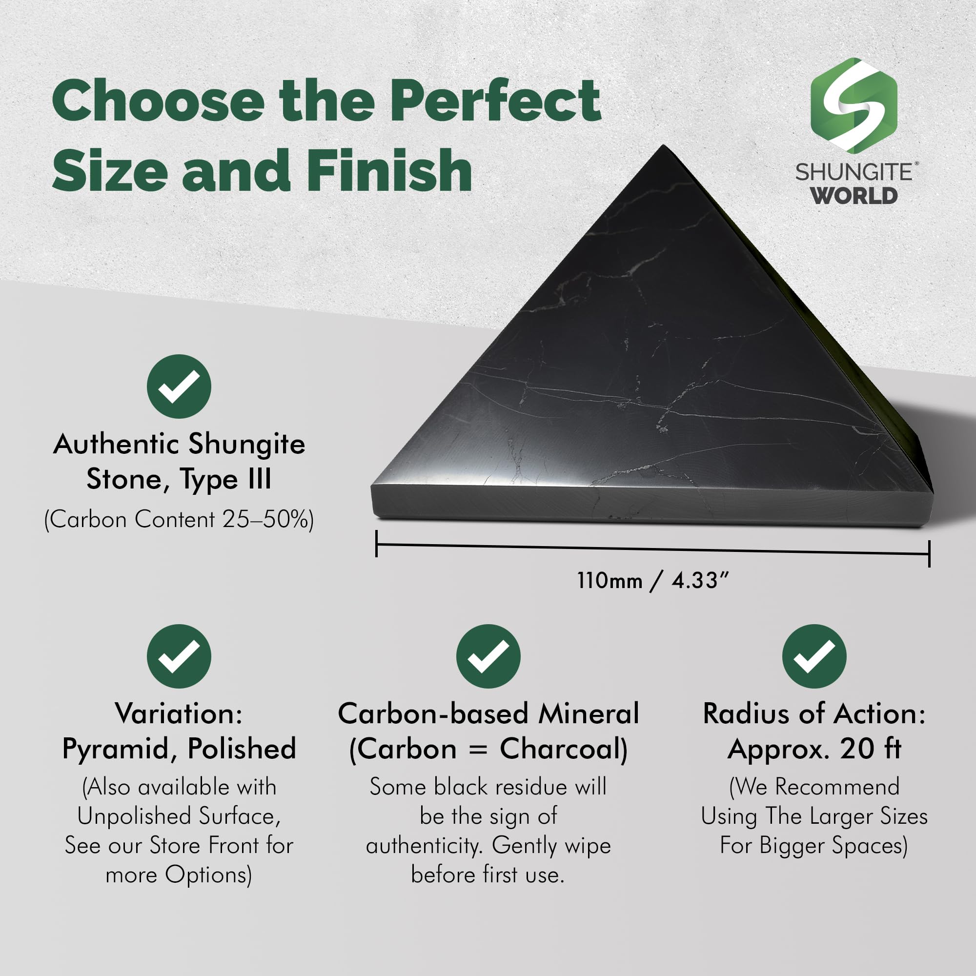 Shungite World pyramid in bedroom supports calm focus and restful nights.