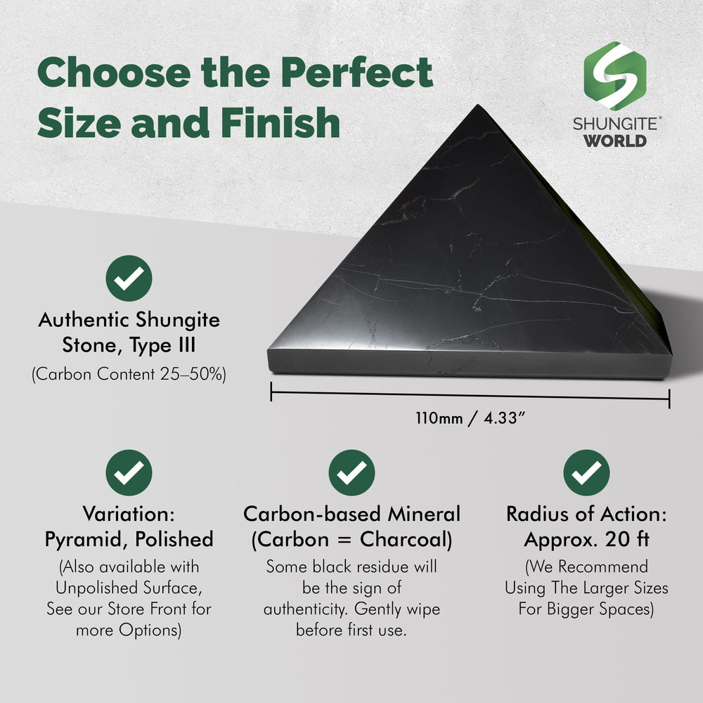 Shungite World pyramid in bedroom supports calm focus and restful nights.