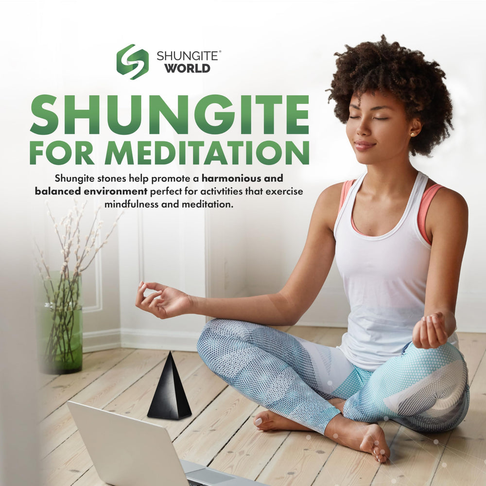 Shungite World pyramid near router creates balanced energy around electronics.