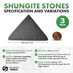 Shungite World unpolished pyramid close-up of carbon-rich surface and authenticity