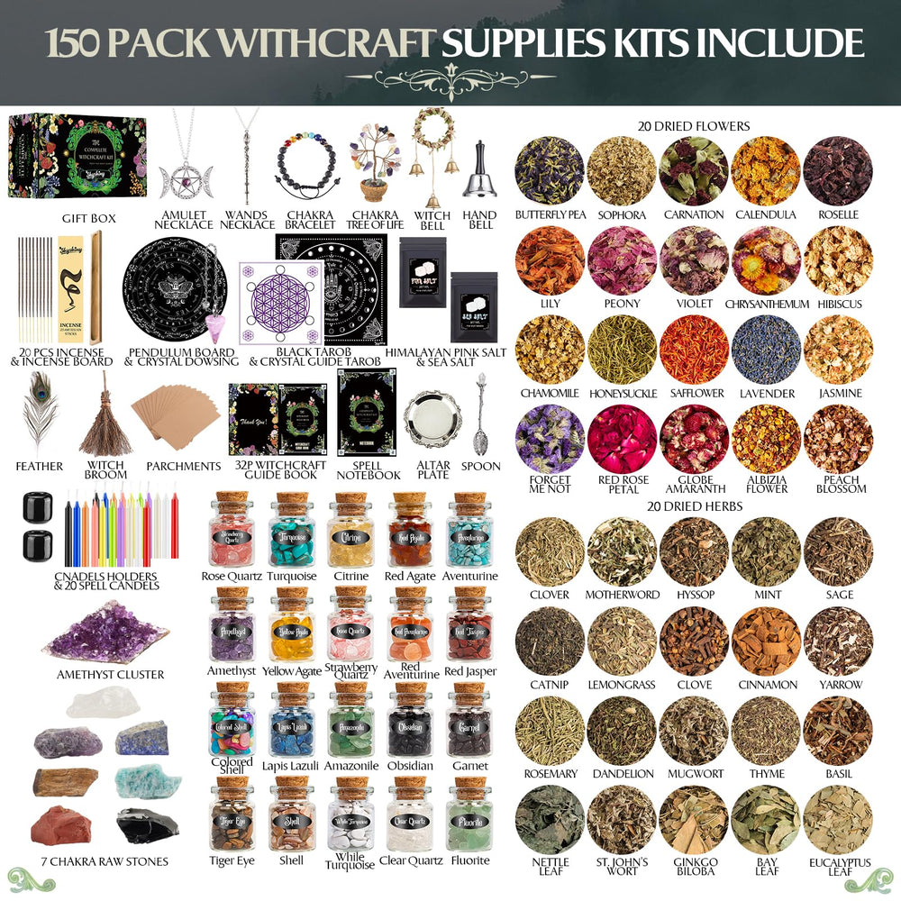 SHYSHINY Dried Herbs Pack with 40 varieties for rituals and crafts.