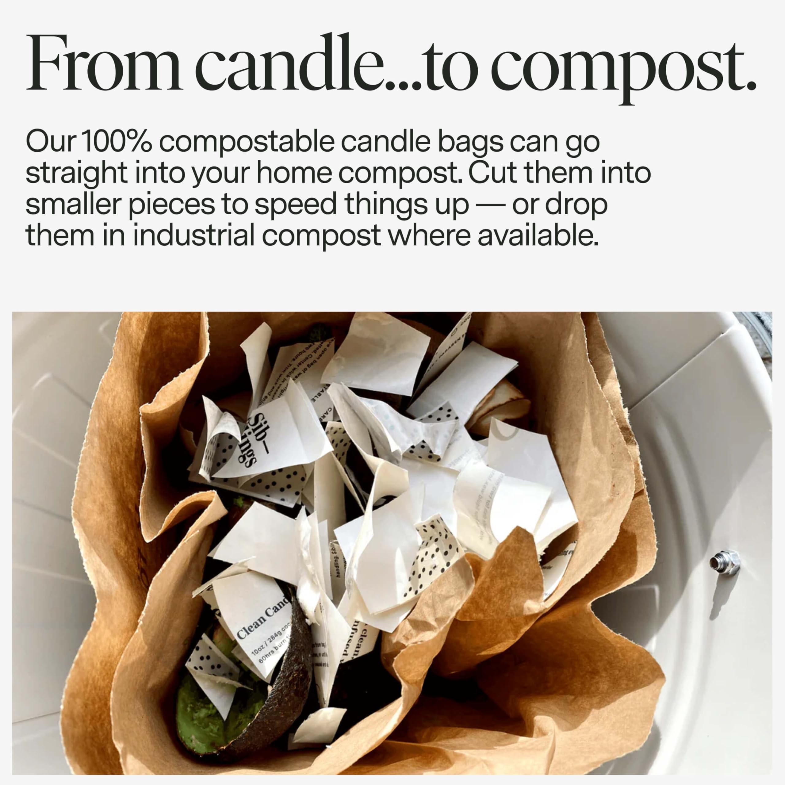 Sib-lings compostable bag and plastic-free packaging for sustainable living.