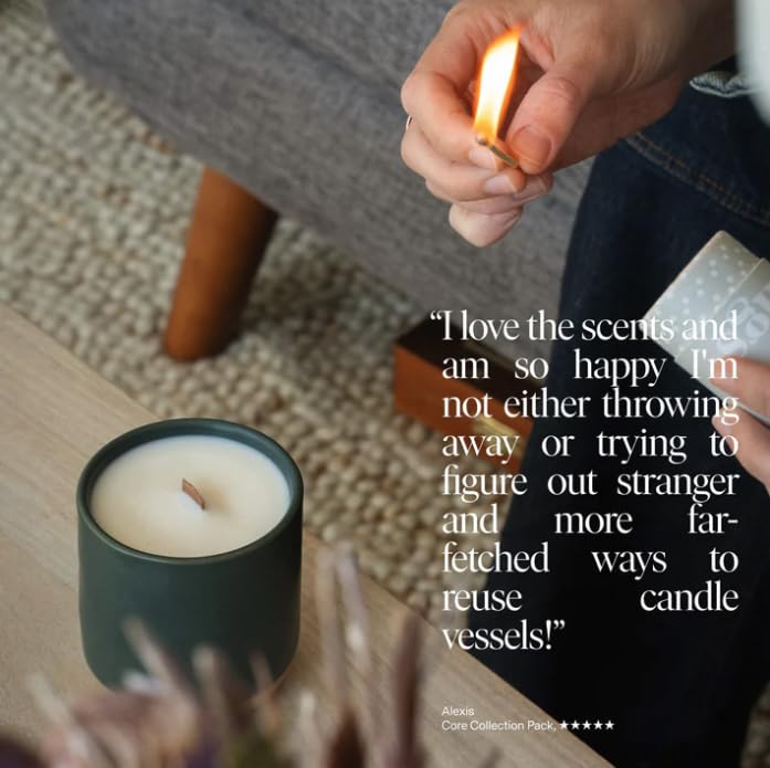 Siblings Candle Refill Kit reusable vessel option encourages sustainable home fragrance.