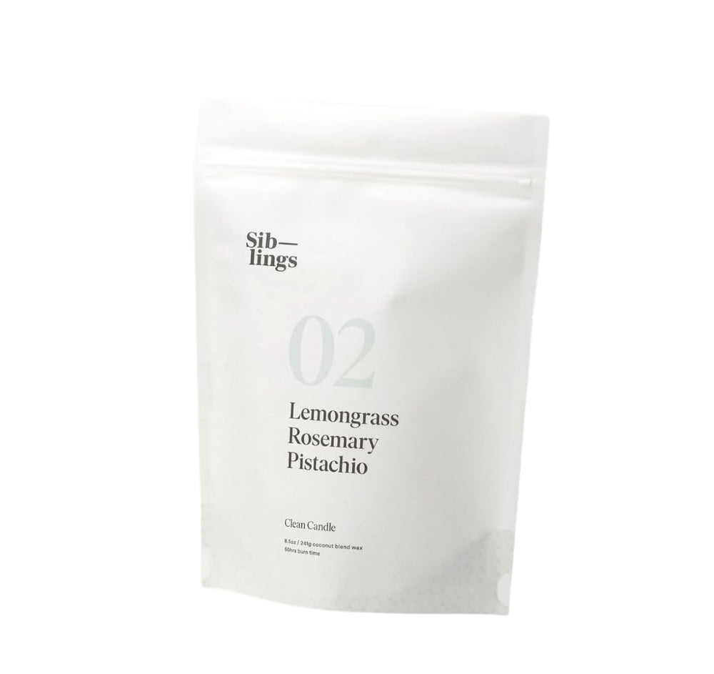 Siblings Candle Refill Kit wax bag for clean, easy melt-and-pour candles.