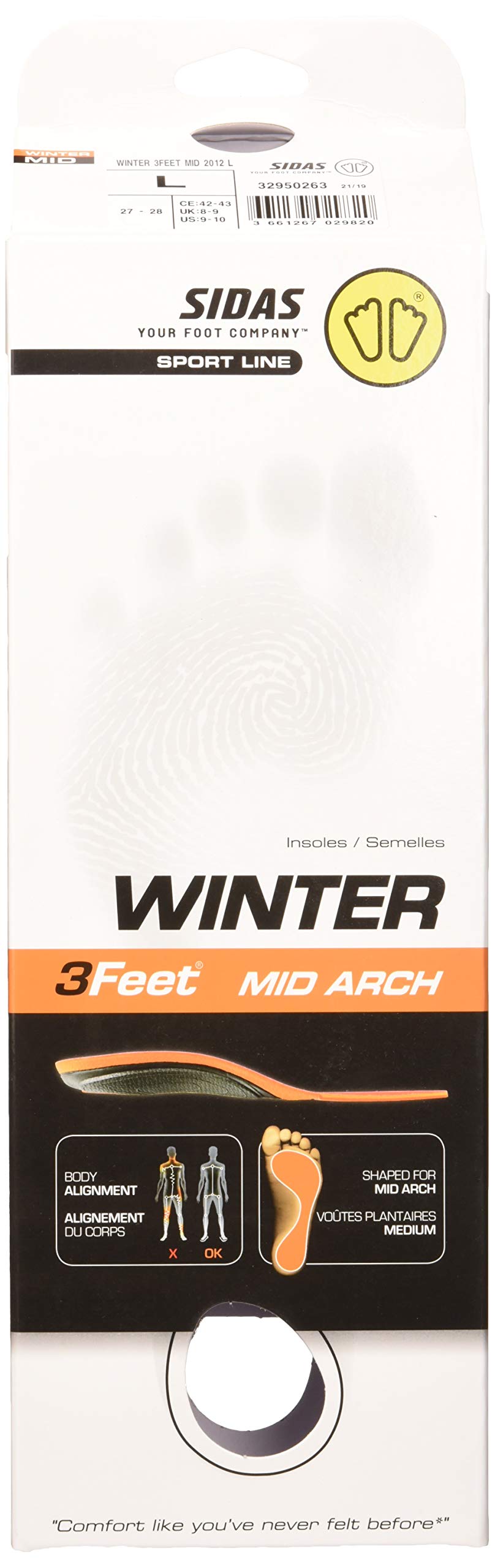 SIDAS Soles 3feet Winter Mid insoles arch-focused construction supporting medium arches