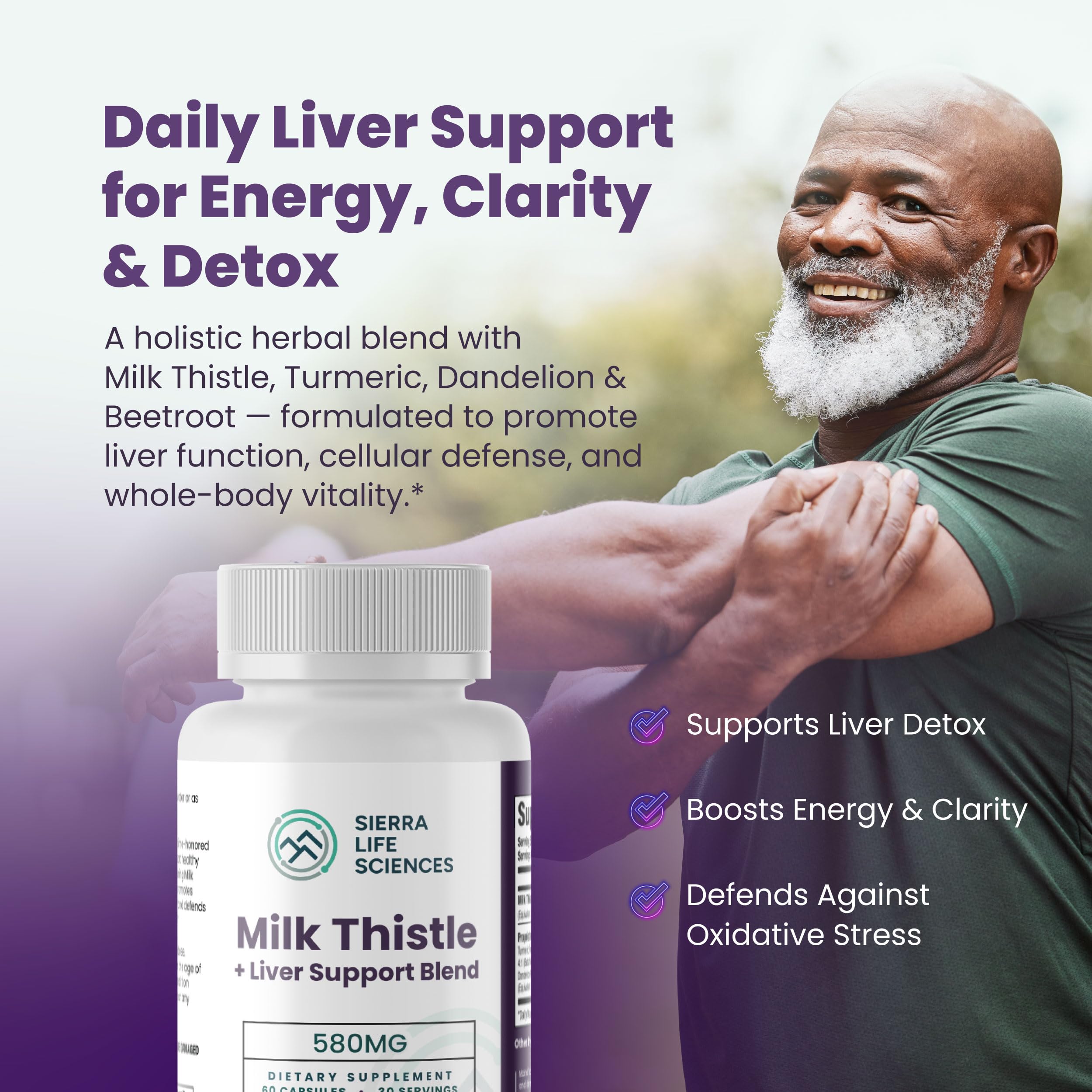 SIERRA LIFE SCIENCES Liver Support 2-pack packaging emphasizes clean vegan formula
