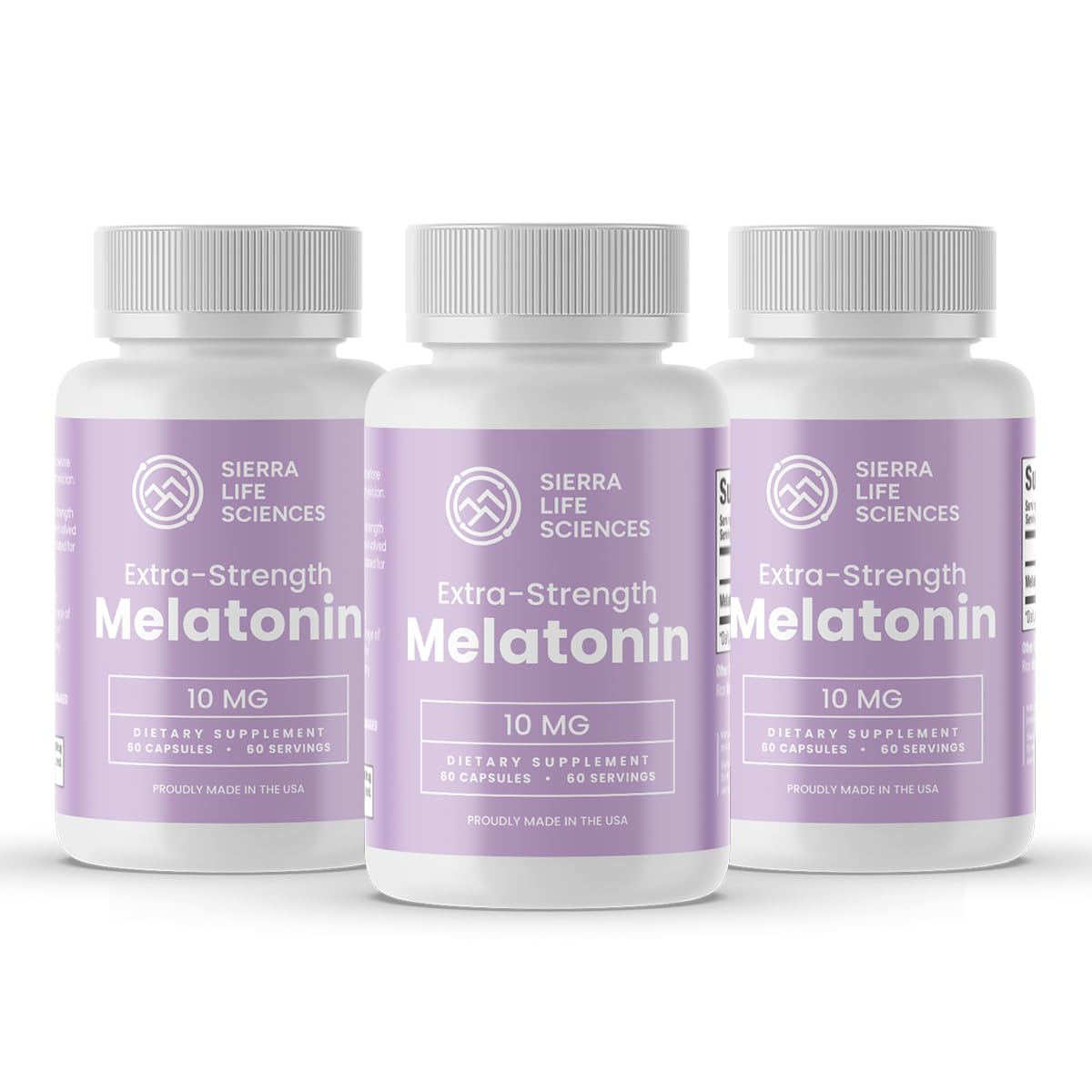SIERRA LIFE SCIENCES Melatonin 10 mg capsules bottle for nightly support.