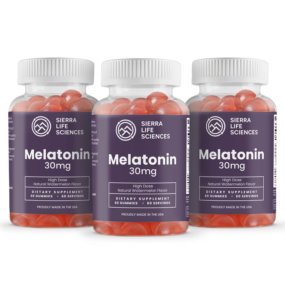 Sierra Life Sciences melatonin gummies bottle front highlights extra strength for bedtime.
