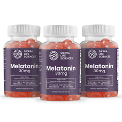 Sierra Life Sciences melatonin gummies bottle front highlights extra strength for bedtime.