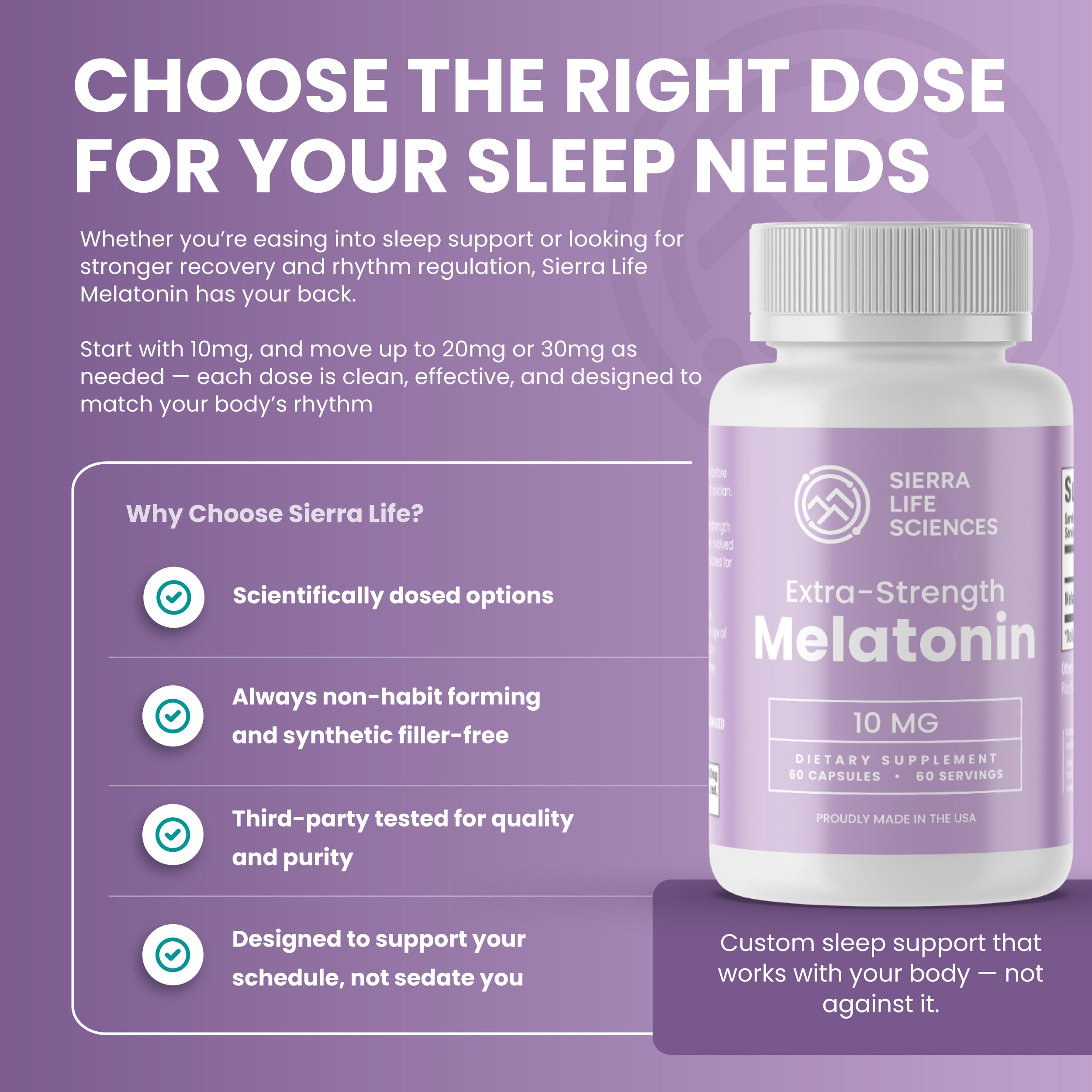 SIERRA LIFE SCIENCES melatonin iso-lab-testing scene communicates independent quality checks