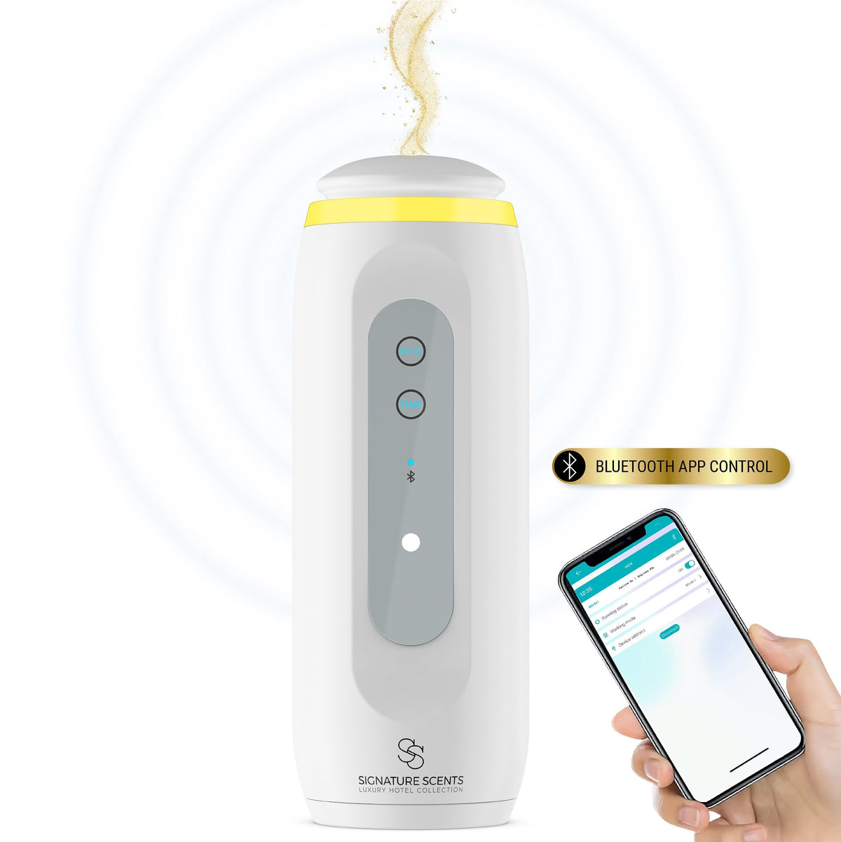 Signature Scents diffuser front view delivers continuous fragrance across rooms for home or office