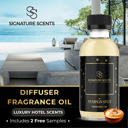 Signature Scents Pumpkin Spice diffuser in use creating warm autumn ambiance.