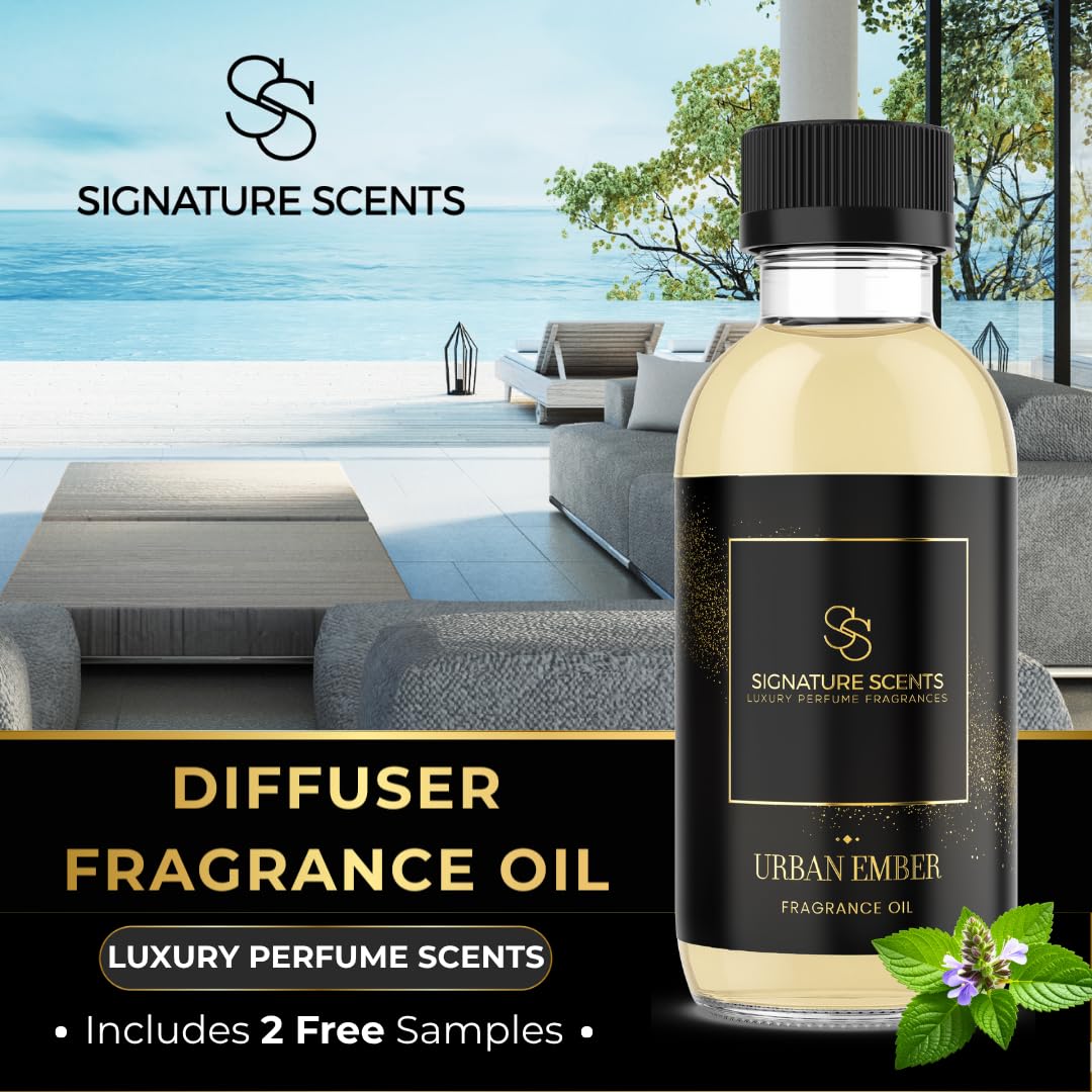 Signature Scents Urban Ember diffuser in living room setting for guests' experience.