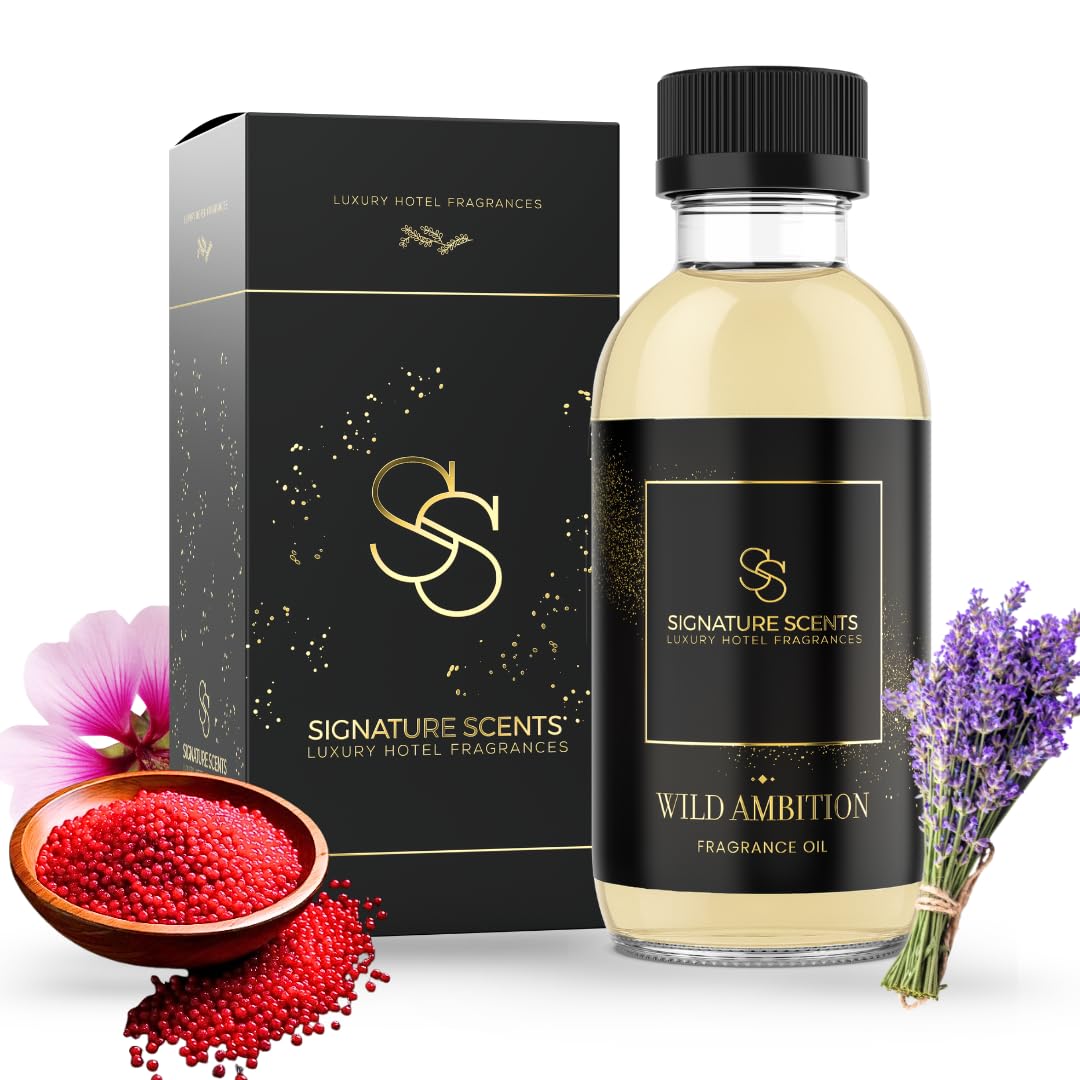 Signature Scents Wild Ambition bottle pour shows premium fragrance for hotels and homes.