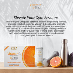 Made in the USA GMP quality Signify Nature Vitamin C with Zinc supplement on a countertop.