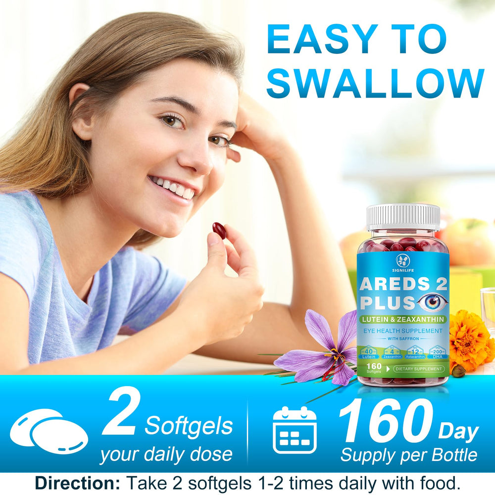 SIGNILIFE AREDS 2 Plus retail-ready bottle communicates eye health supplement synergy.