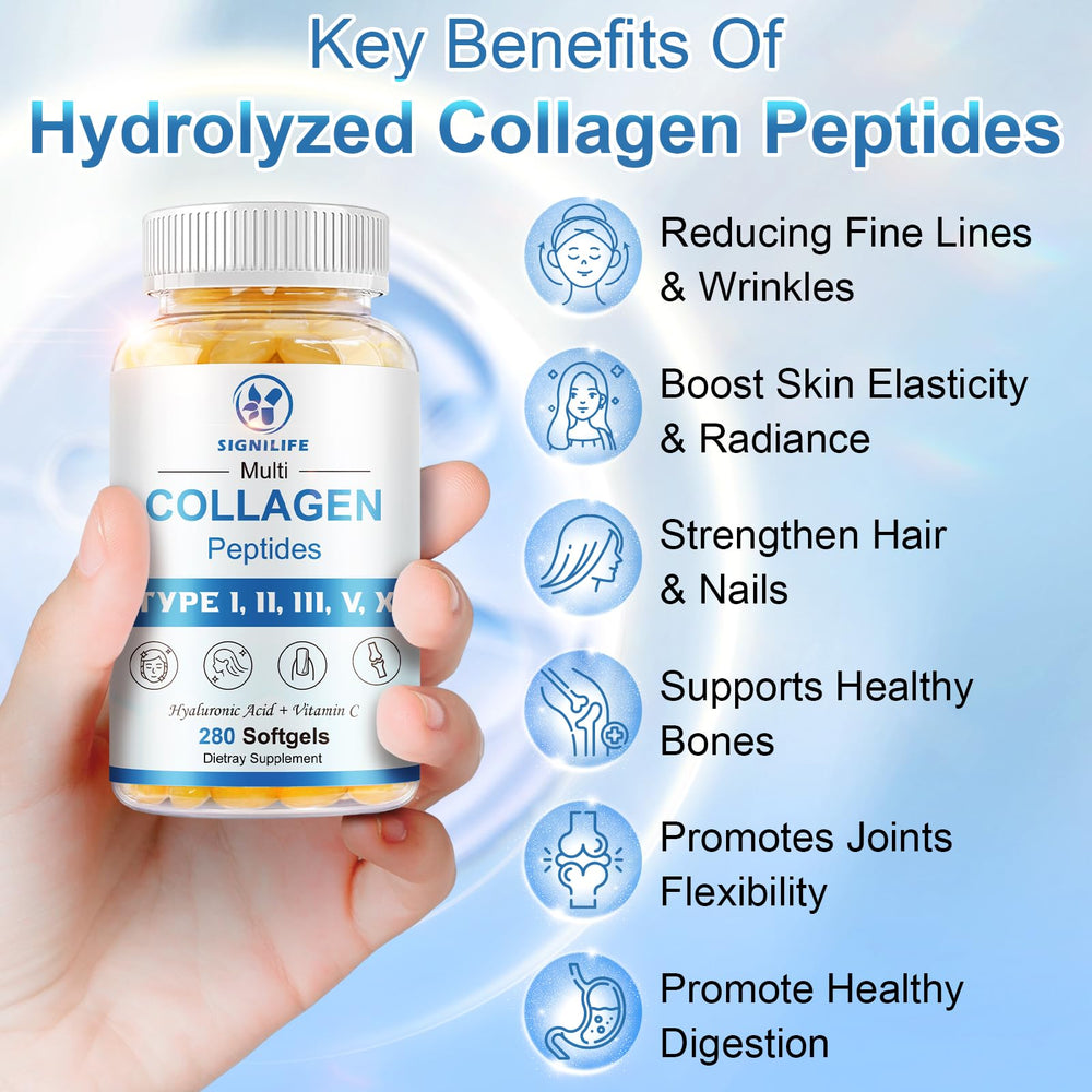 SIGNILIFE hyaluronic acid and vitamin C icons showcasing skin hydration benefits