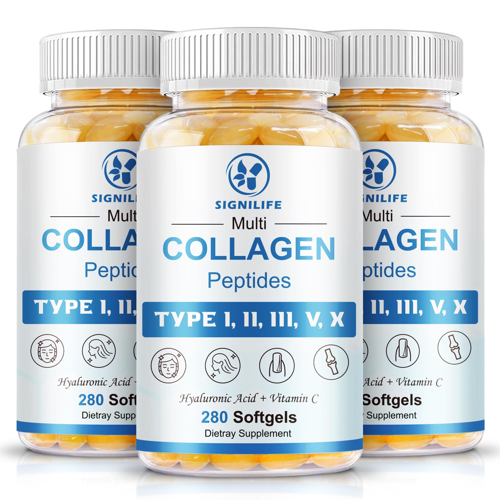 SIGNILIFE Multi Collagen Softgels bottle shown for a convenient daily beauty ritual