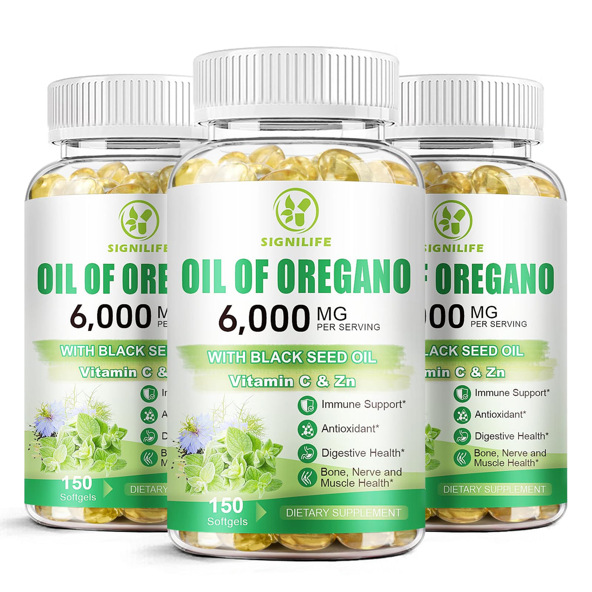 Signilife oregano oil softgel bottle with high-potency oregano for daily support