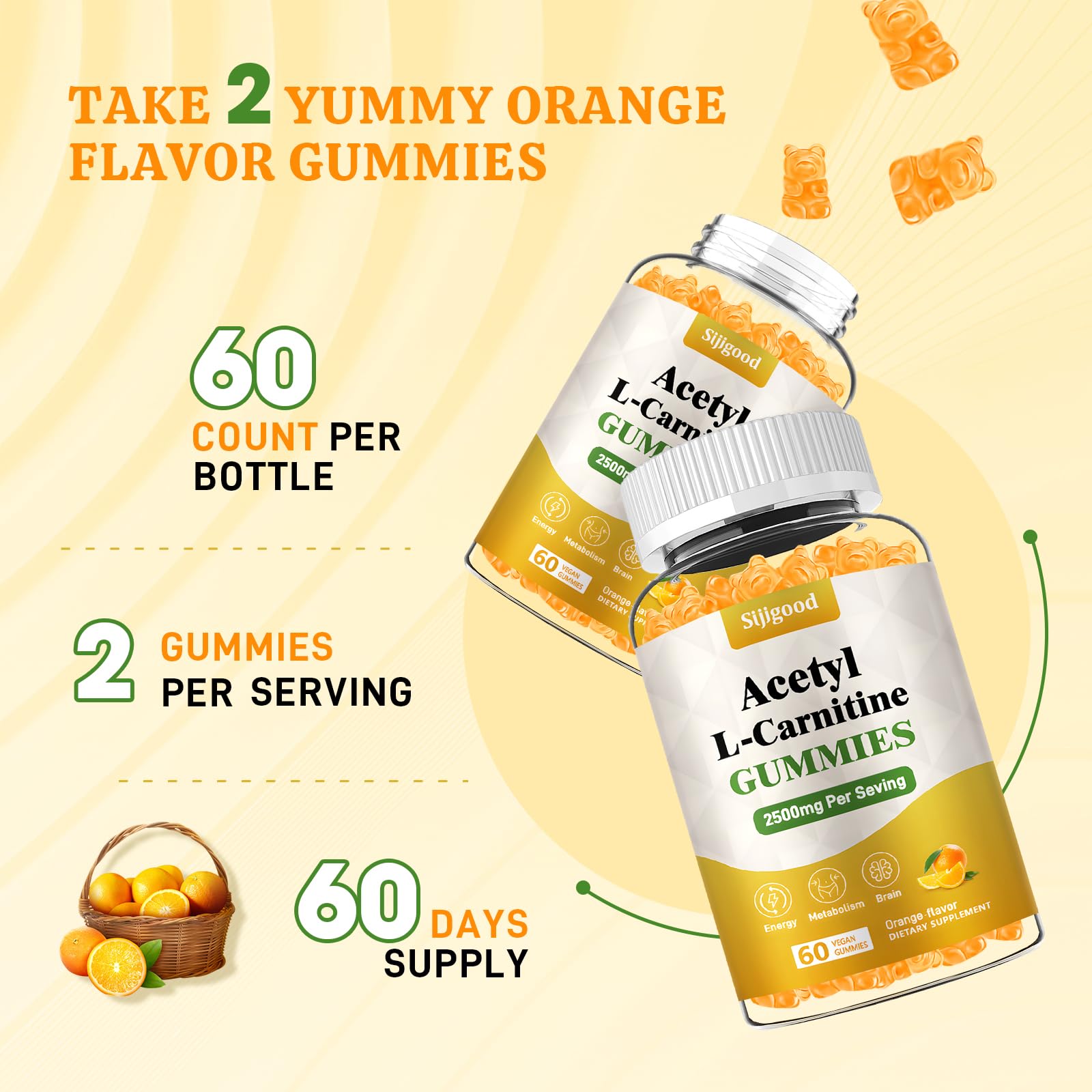 Sijigood gummies smooth texture and vibrant orange flavor for daily use.