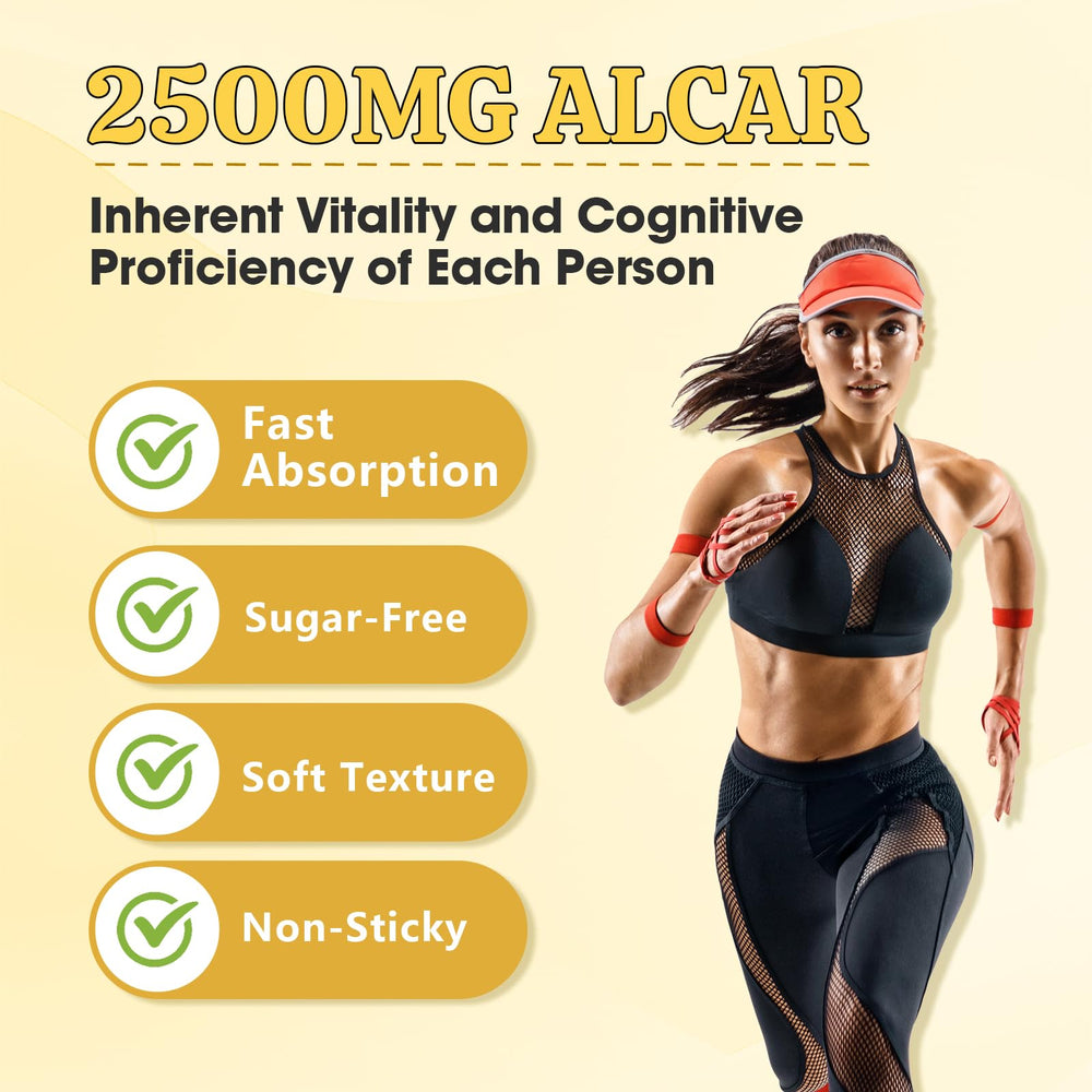 Sijigood acetyl L-carnitine gummies shown with two-per-day serving.