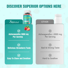 Sijigood Ashwagandha Gummies label detail, includes turmeric chamomile and B12 for daily balance